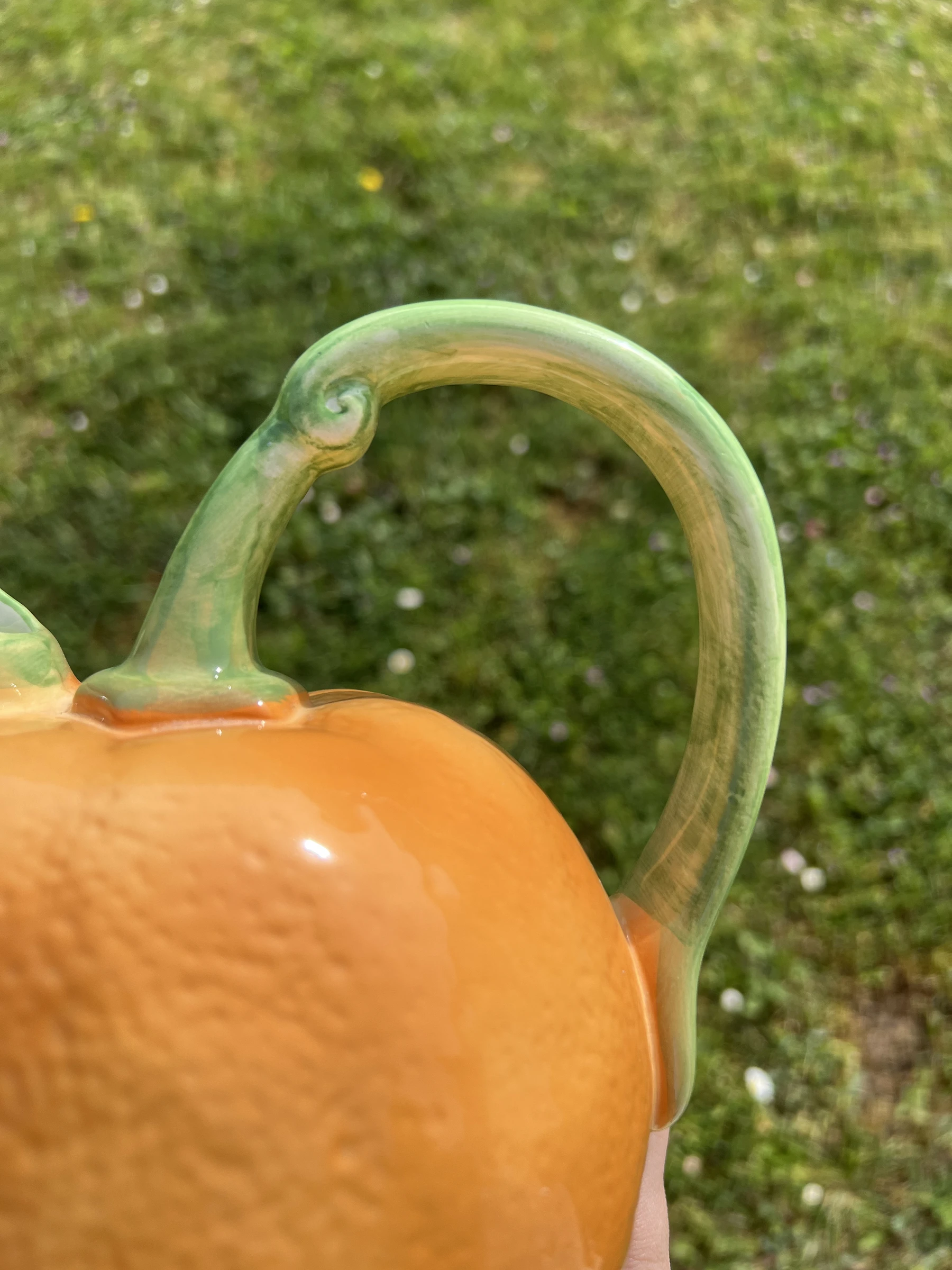 🍊 Vintage 1L Barbotine Ceramic Orange Pitcher – Retro Kitchen Decor – photo 2